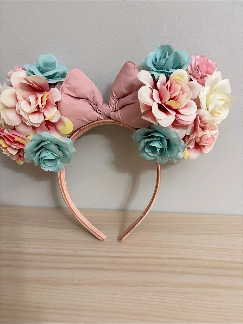 Disney Floral Bow Headband Pink & Blue